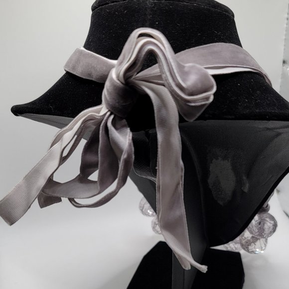 Silver Velvet Ribbon w/ Clear Beads Necklace - Fashion, Jewelry, Style, Stylish - Picture 4 of 4